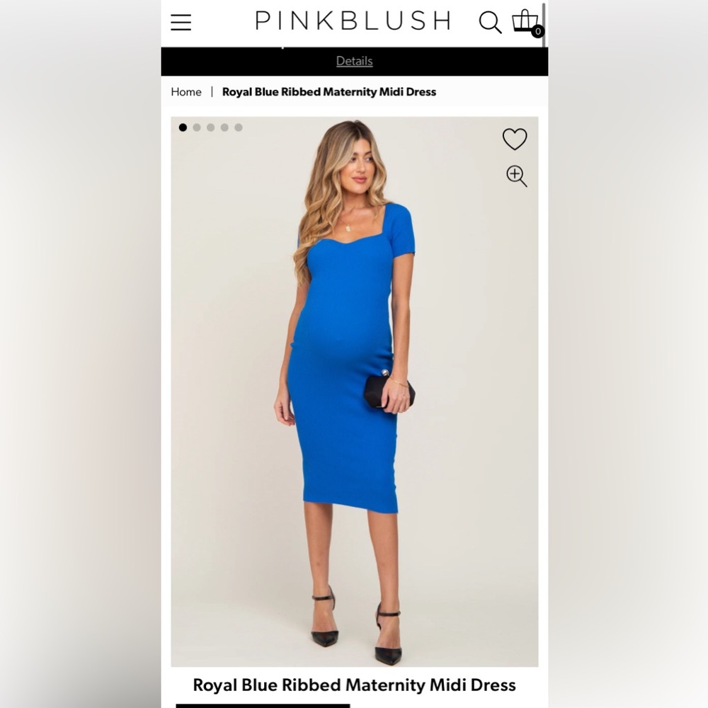 Pinkblush maternity blue ribbed dress